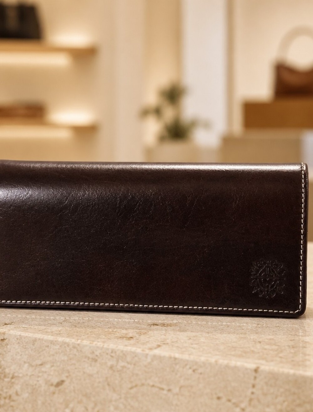 Dakots Women's Leather Long Wallet - Dark Brown EUC